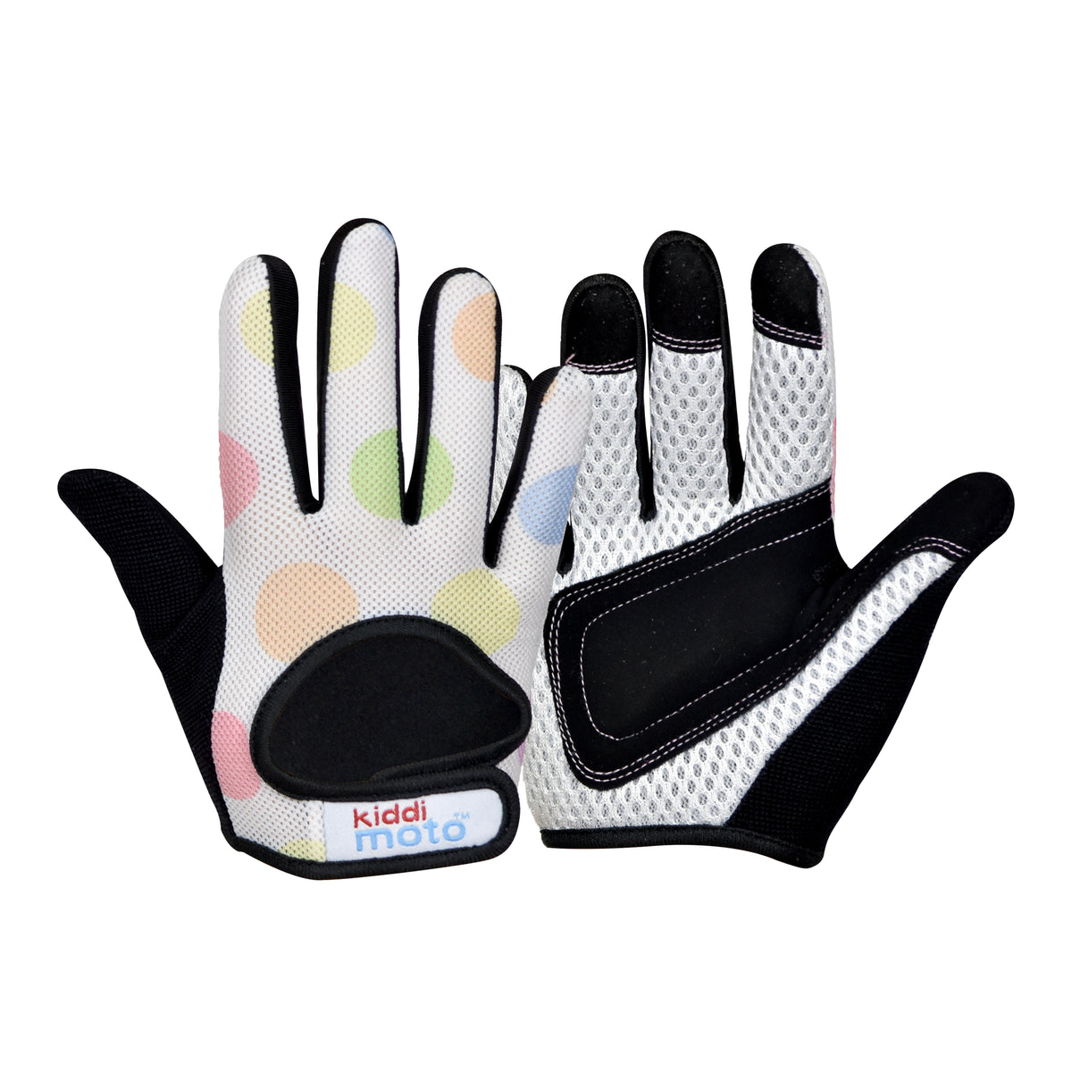 thumbnail image 2 of Kiddimoto Full Finger Cycling Gloves For Kids – BMX, MTB, Riding – Skullz Design – Touchscreen Compatible 2 of 3