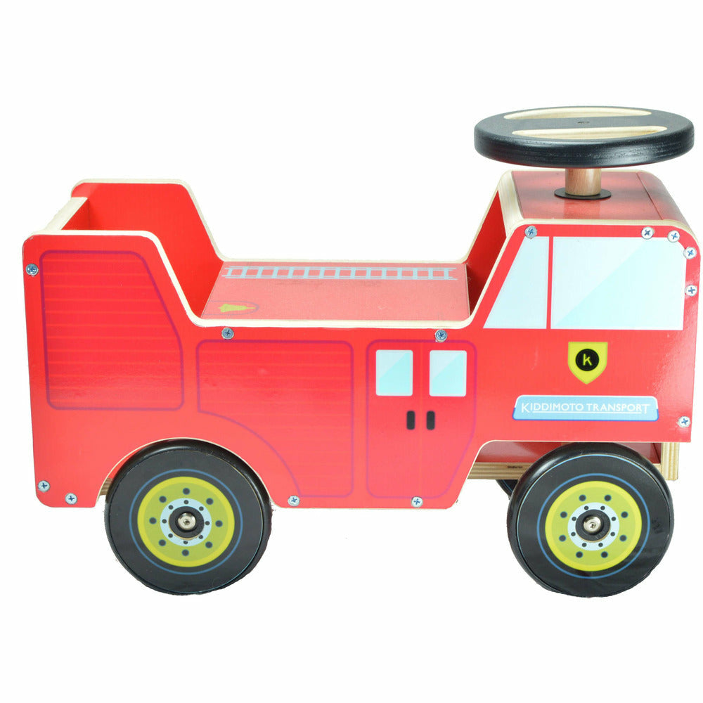 Kiddimoto Wooden Red Fire Engine Ride On