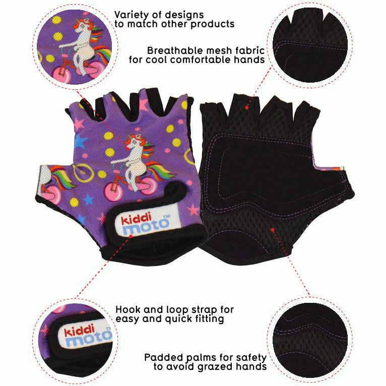 Kiddimoto Unicorn Cycling Gloves Front
